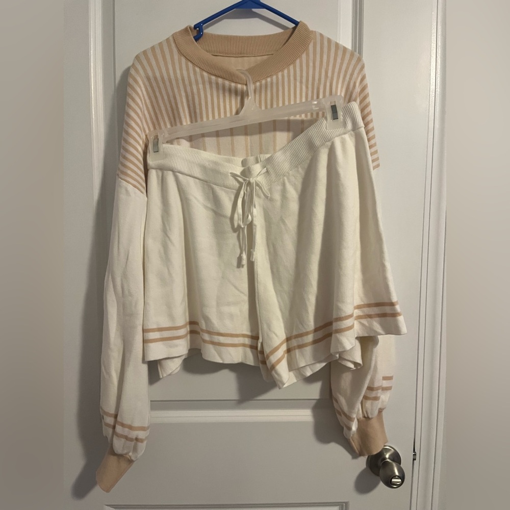 White Sweater and shorts set